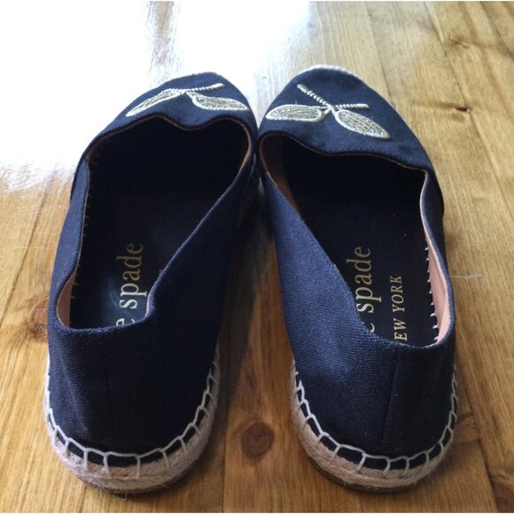 Kate Spade Tennis Racket Embroidered Jeweled Canvas Espadrilles Size 7.5 Shoes - Picture 8 of 11